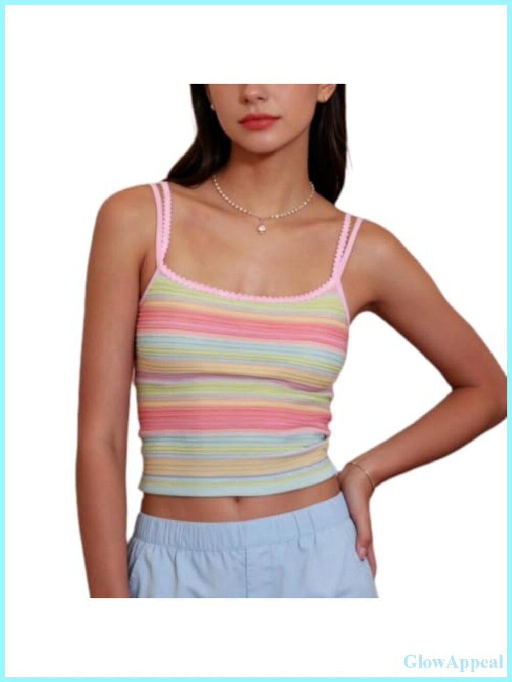 Y2k Striped Knitted Tank Top Fitted Low Cut Cami Sleeveless Summer Top
